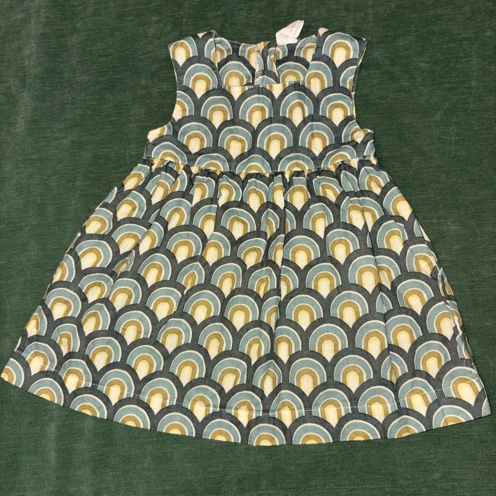 Kate Quinn gauze dress with neutral Rainbow Pattern